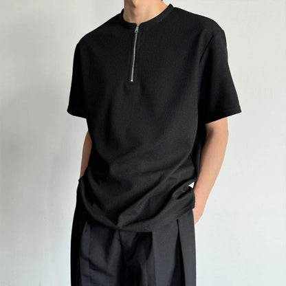 Thin Quick-Dry Breathable Half Zipper Short Sleeve T-Shirt WN19325