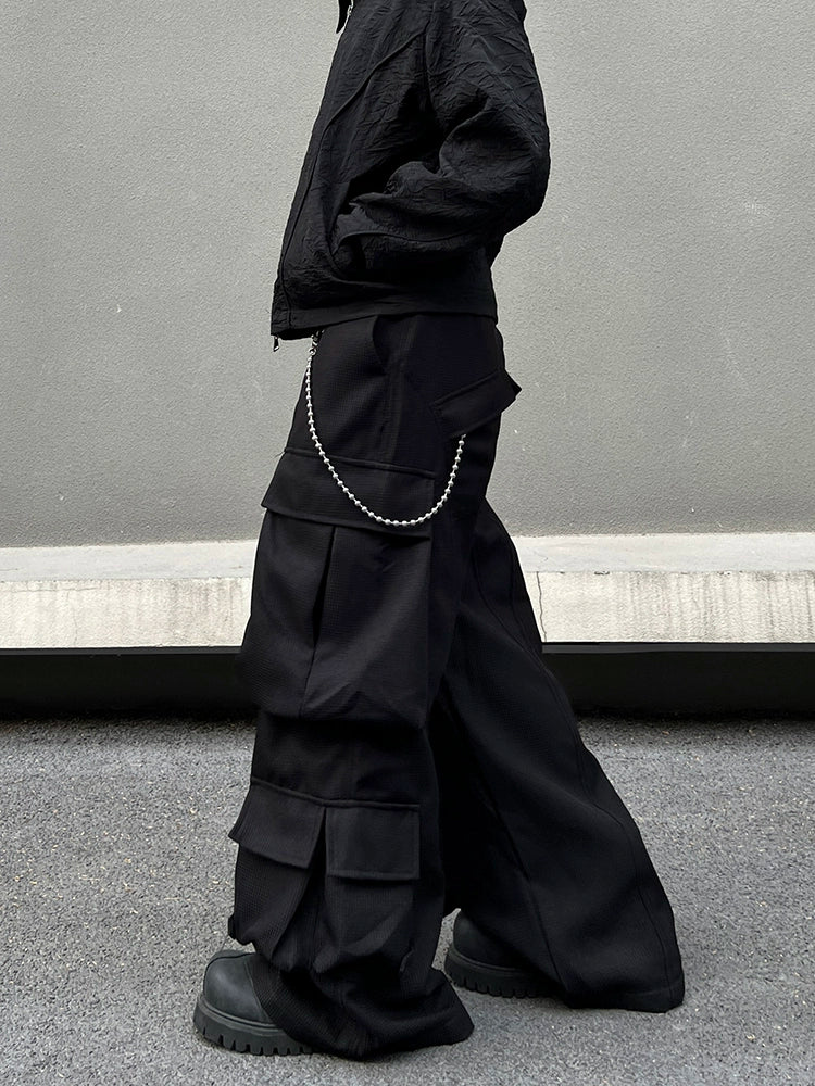 Multi-Pocket Wide Leg Straight Cargo Pants WN19567