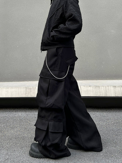 Multi-Pocket Wide Leg Straight Cargo Pants WN19567