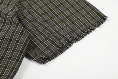 Plaid Cut Gradient Washed Short Sleeve Shirt WN25678
