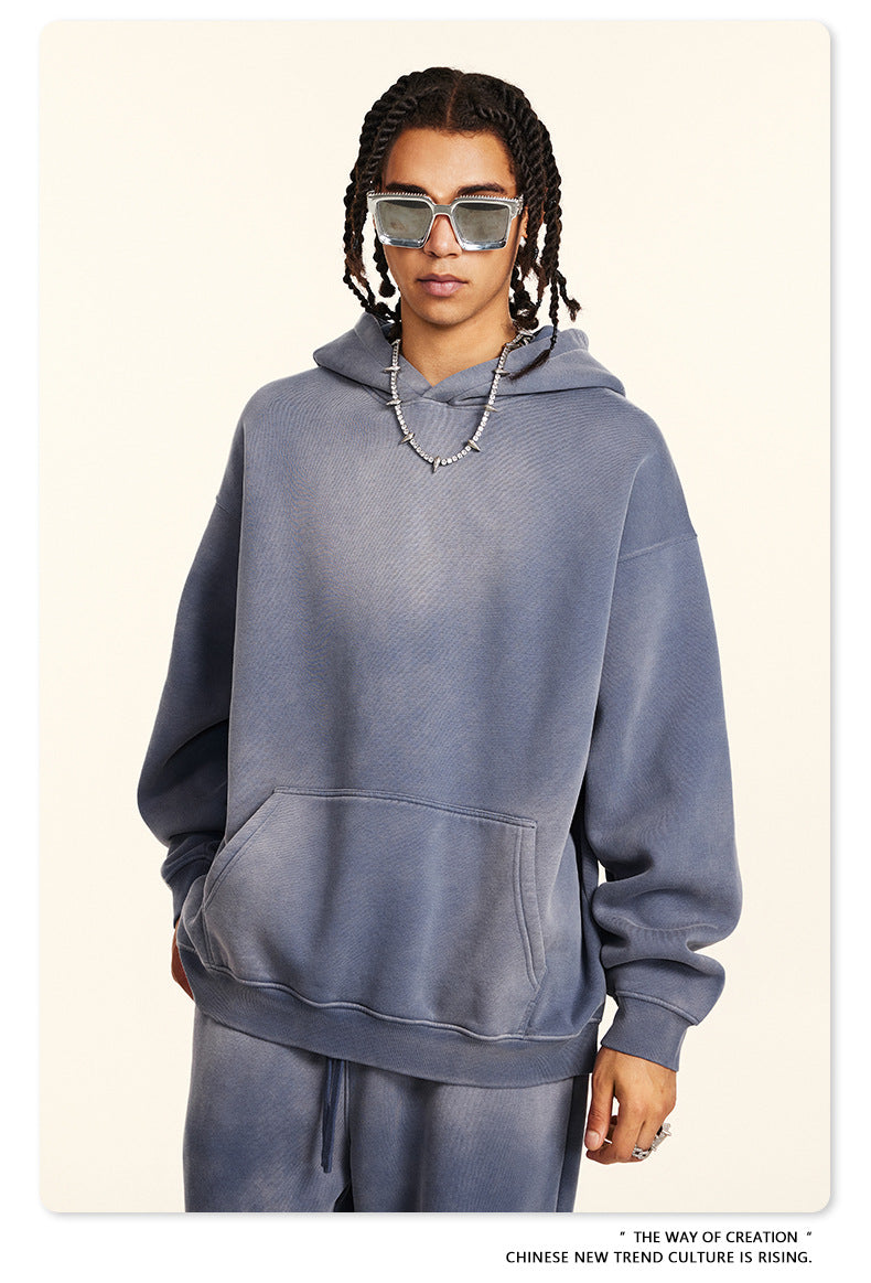 Oversize Fleece Lining Washed Pullover Hoodie WN9924