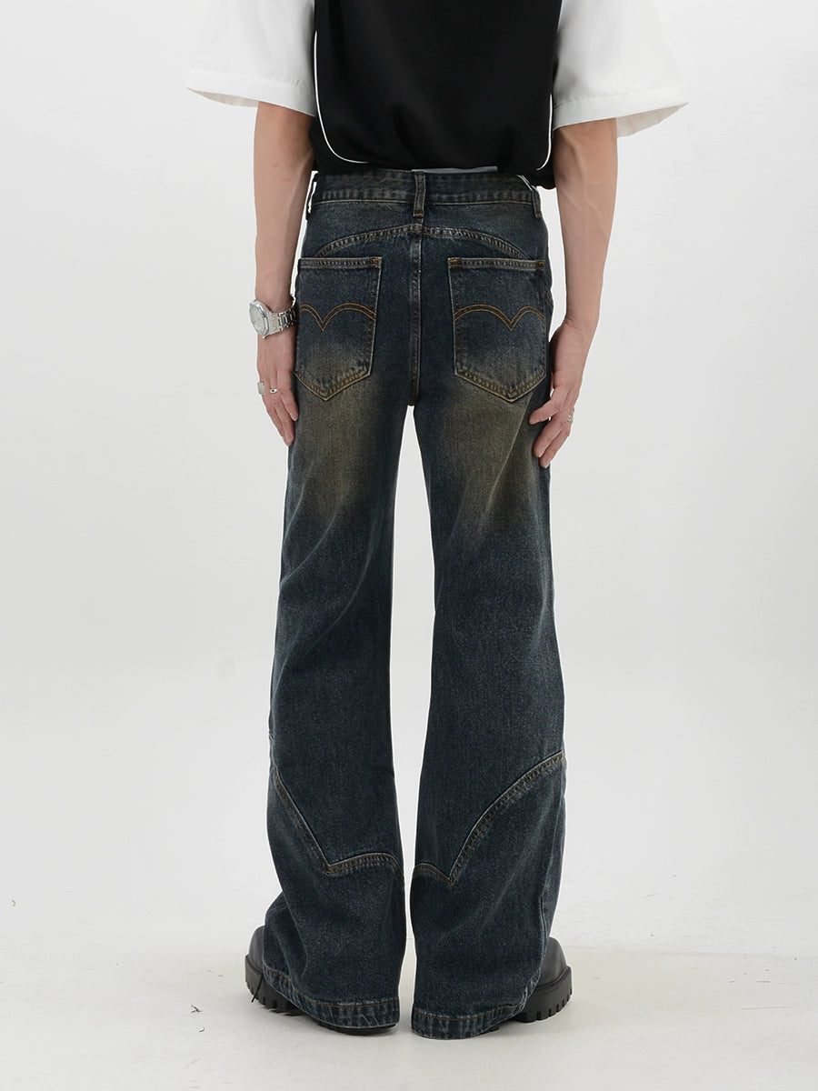 Washed Gradient Wide-leg Denim Jeans WN6100