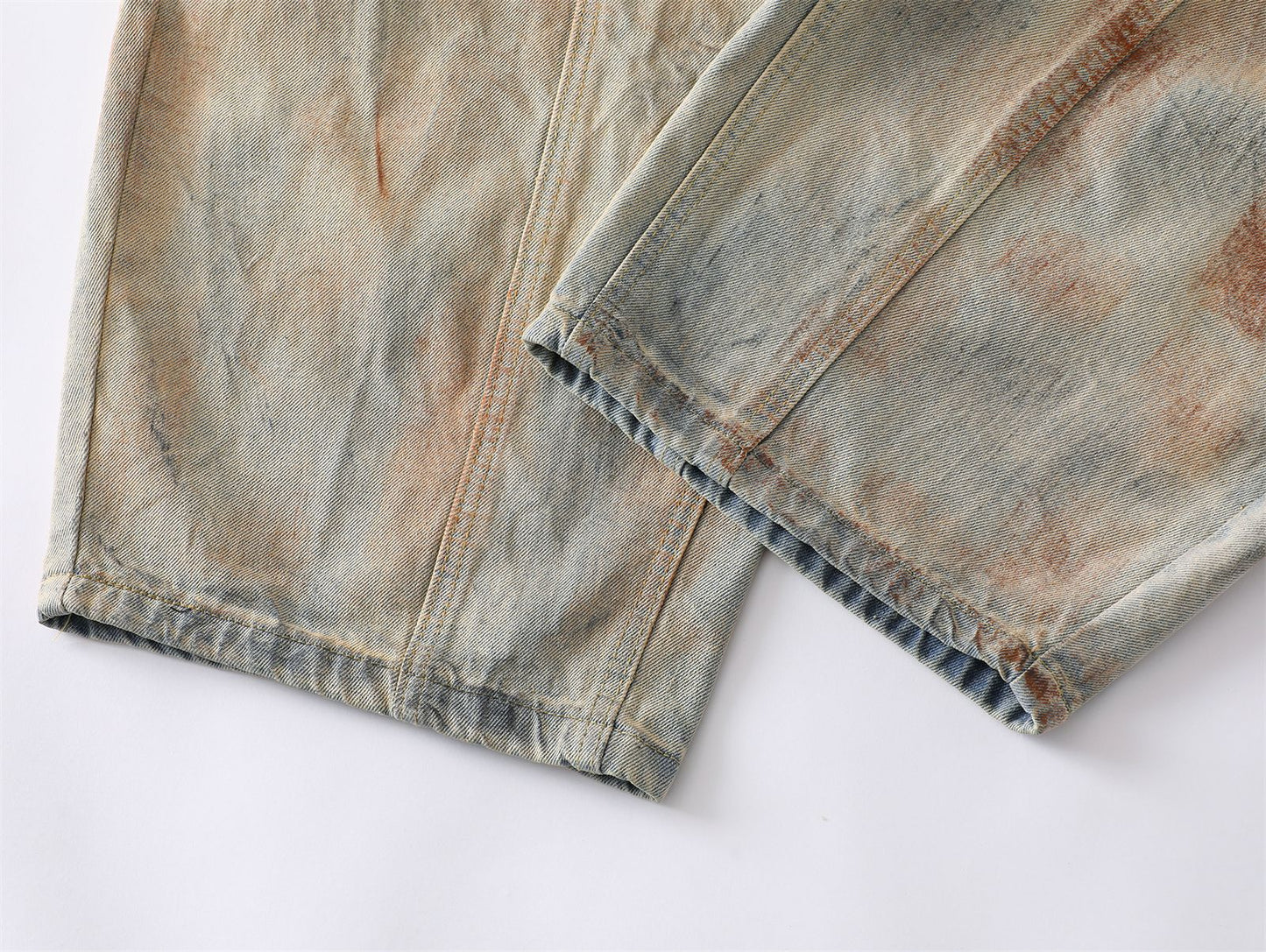 Washed Mud Dye Dirty Wide-Leg Denim Jeans WN15083