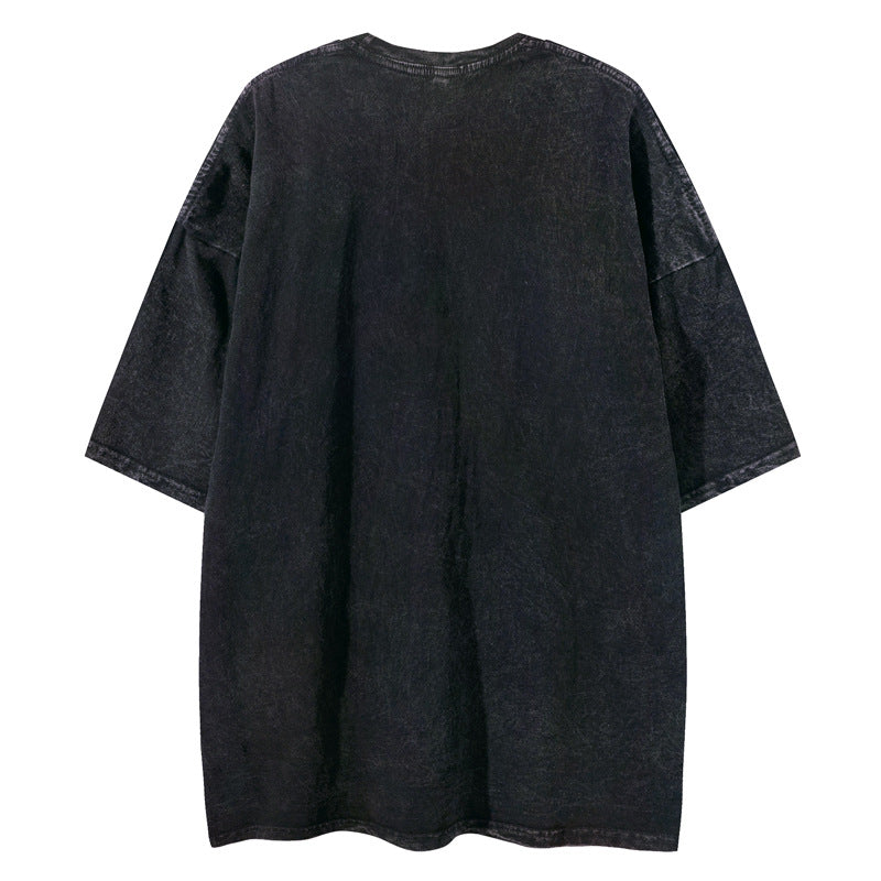 Oversize Graphic Print Washed Short Sleeve T-Shirt WN16485