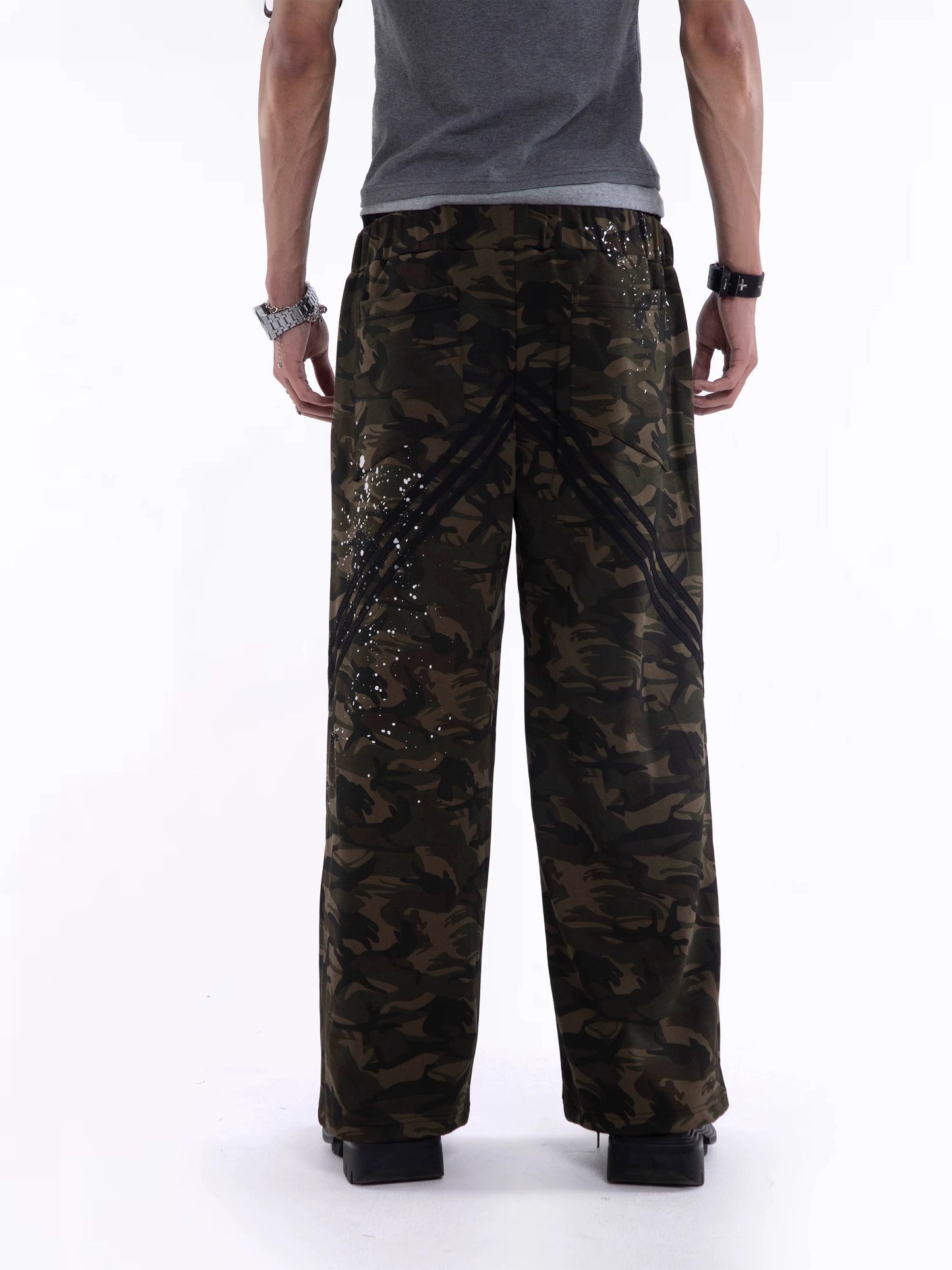 Camouflage Fake Layered Drawstring Pants WN20642