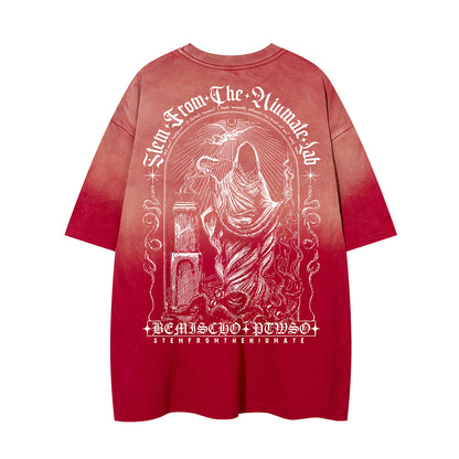 Gradient Gothic Statue Graphic Short Sleeve T-Shirt WN26960