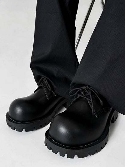 Round-Toe Upturned Thick Sole Leather Derby Shoes WN19134