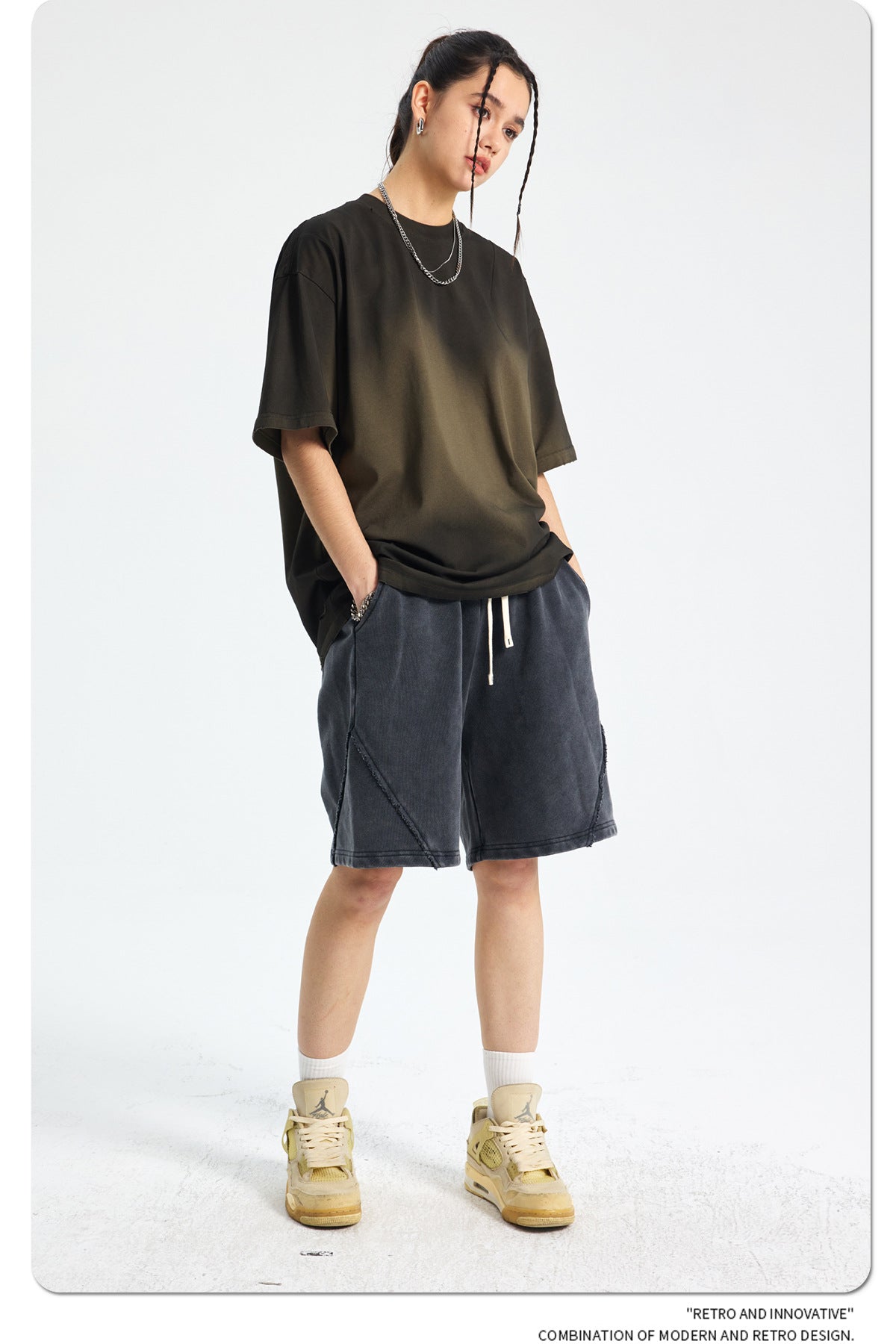 Spray Dye Washed Damage Short Sleeve T-Shirt WN16276