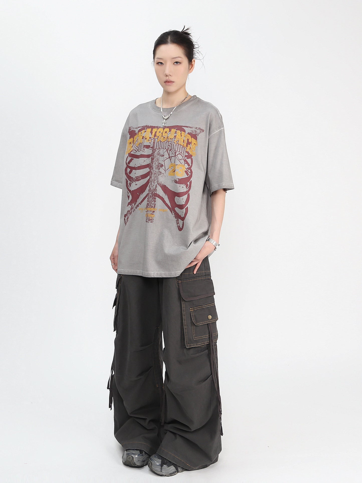 Washed Graphic Print Oversize Short Sleeve T-Shirt WN24439