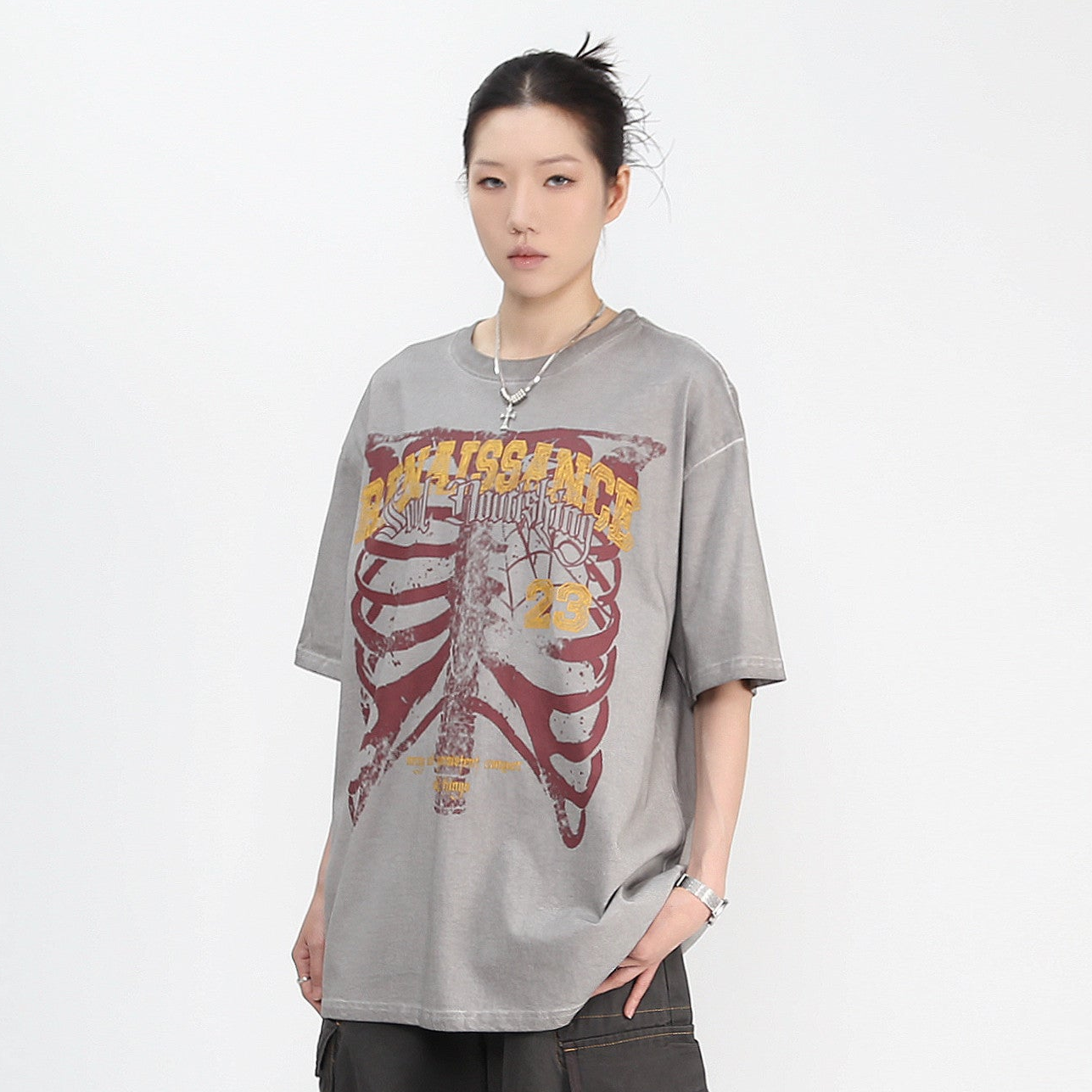 Washed Graphic Print Oversize Short Sleeve T-Shirt WN24439