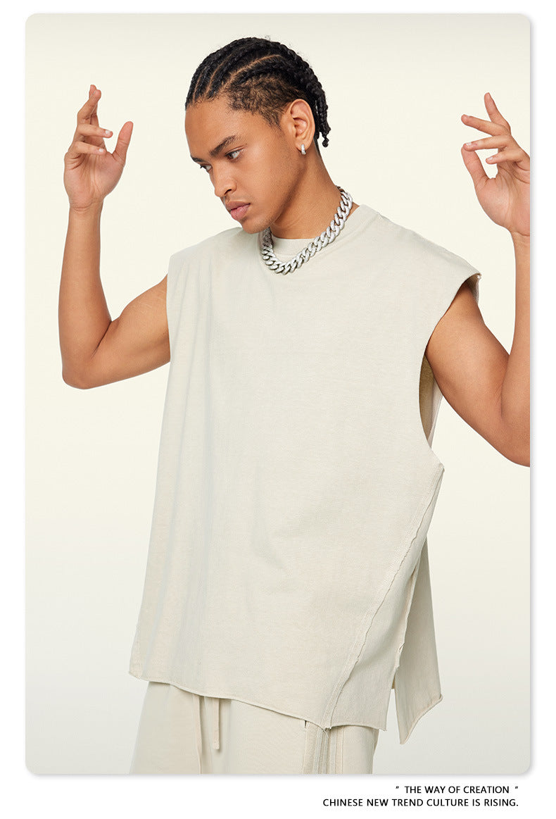 Washed Oversize Sleeveless T-Shirt WN6069