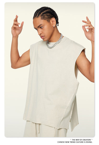 Washed Oversize Sleeveless T-Shirt WN6069