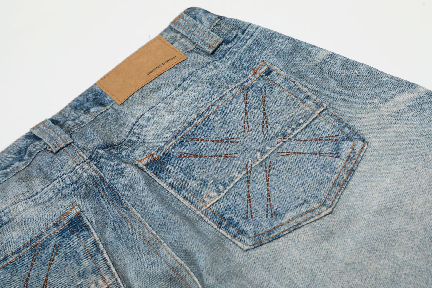 Digital Print Chain Design Wide Leg Denim Jeans WN18575