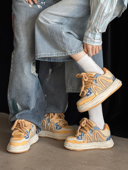 Chunky Multi-Layer Platform Rope Lace Sneakers WN24524