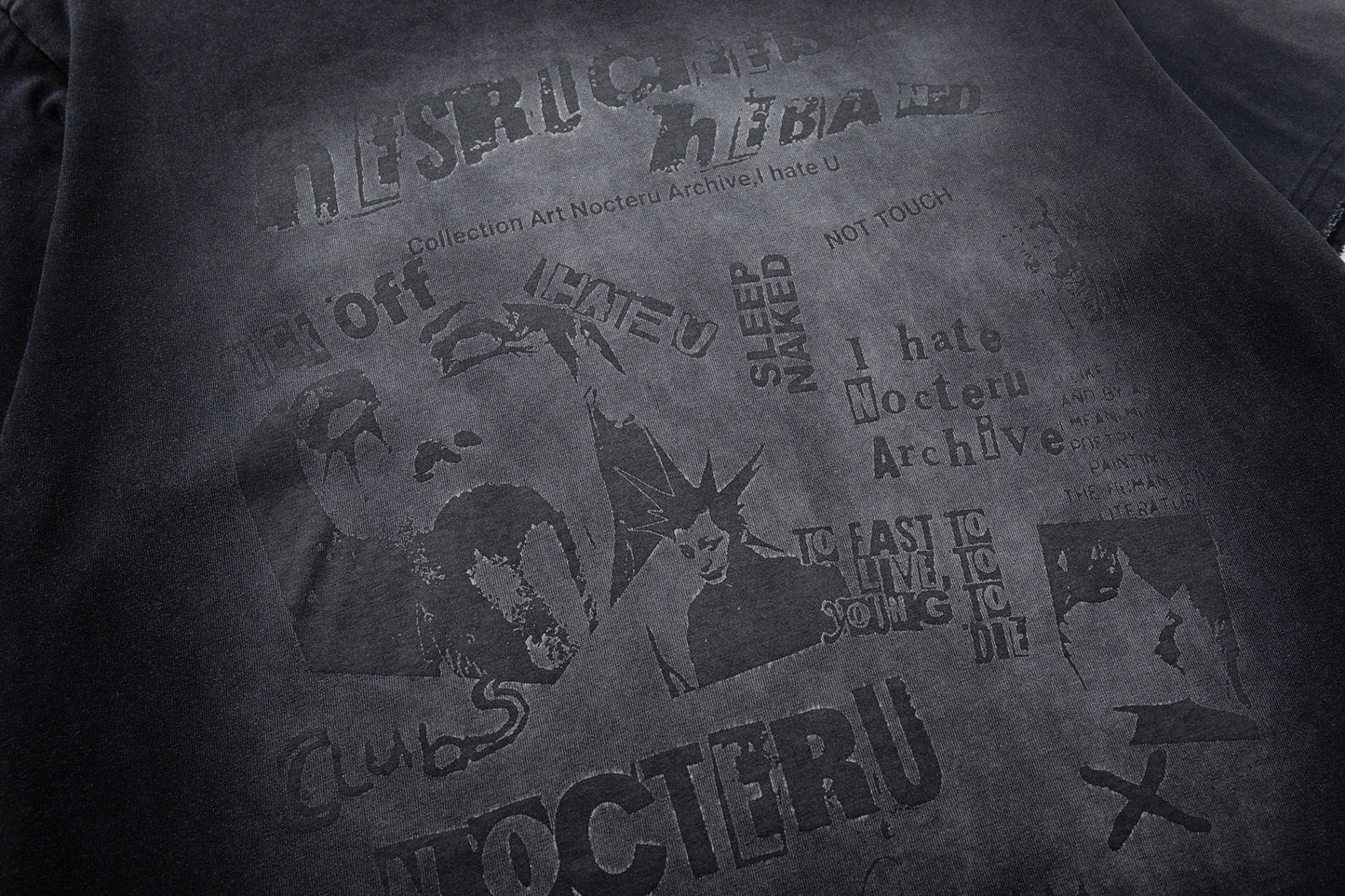 Washed Illustration Letter Print Short Sleeve T-Shirt WN25391