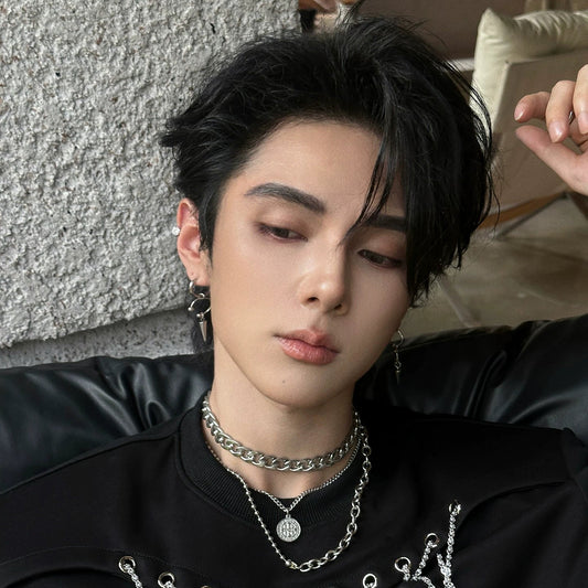 WN25085 Yang Yifan trendy brand necklace versatile personality men's necklace pendant hip-hop street fashion design sense coin pendant WN25085