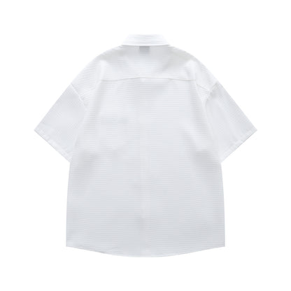 Floral Embroidery Waffle Short Sleeve Shirt WN16201