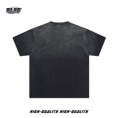 Washed Broken Heart Print Short Sleeve T-Shirt WN26437