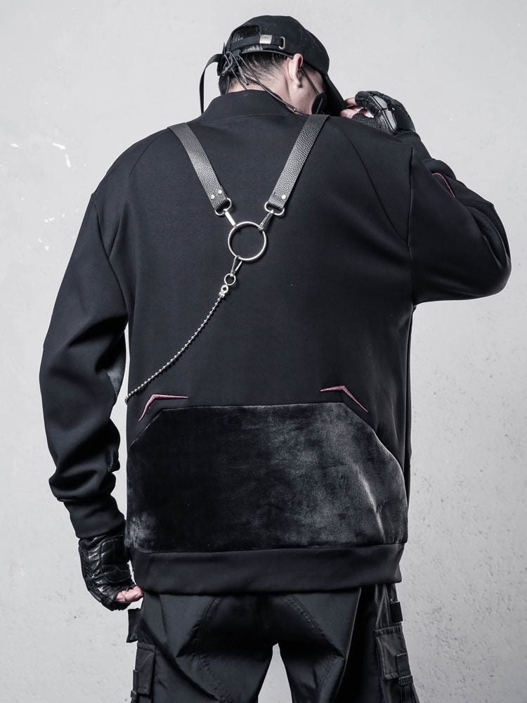 Deconstruct High-Neck Fleece Lining Long Sleeve T-Shirt WN22507