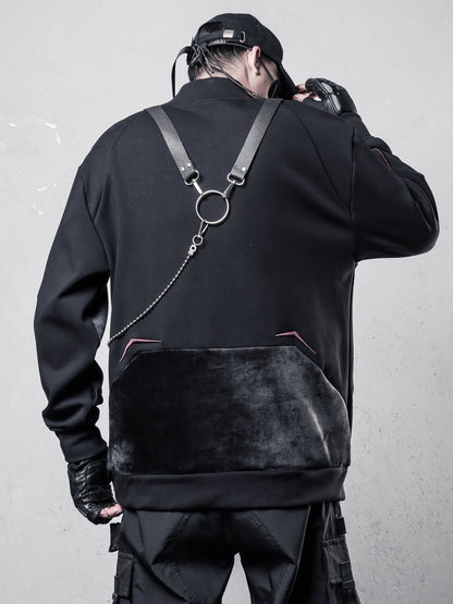 Deconstruct High-Neck Fleece Lining Long Sleeve T-Shirt WN22507