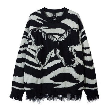 Fringe Hem Oversize Knit Sweater WN10926