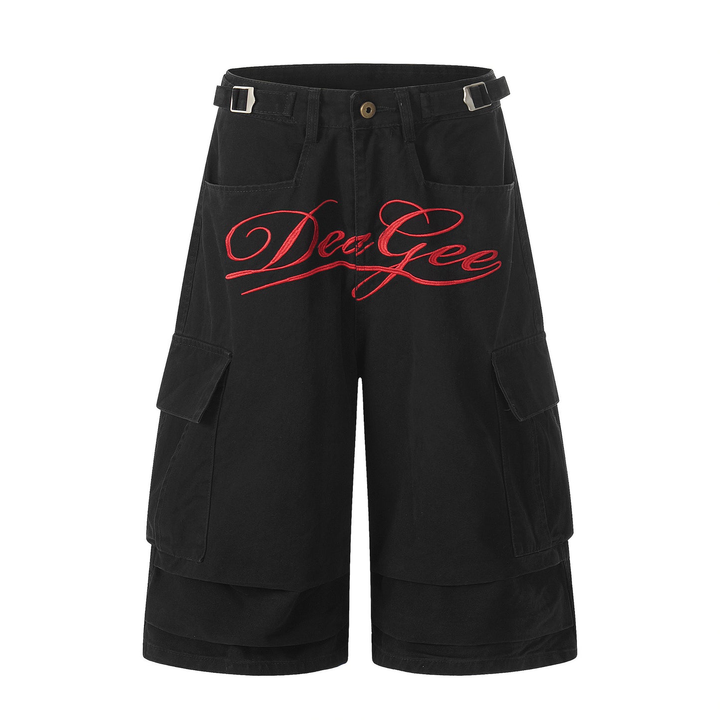 Metal Buckle Logo Print Cargo Cropped Half Pants WN25755