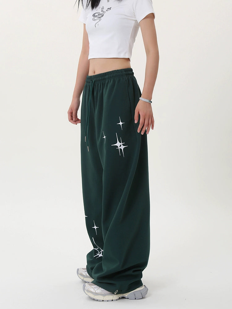 Graphic Print Wide Leg Sweatpants WN17194