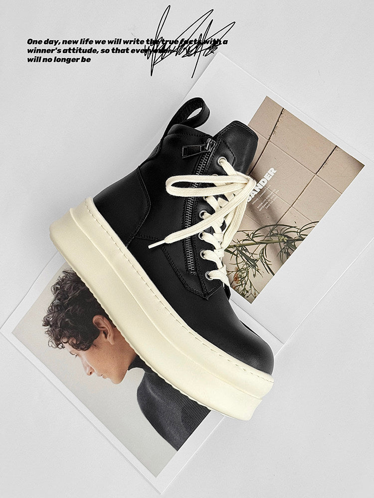 Lace Up Side Zipper Thick Sole Short Boots WN24561