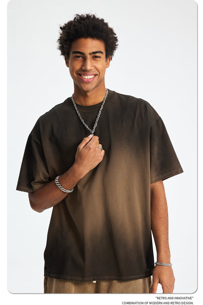 Spray Dye Washed Damage Short Sleeve T-Shirt WN16276