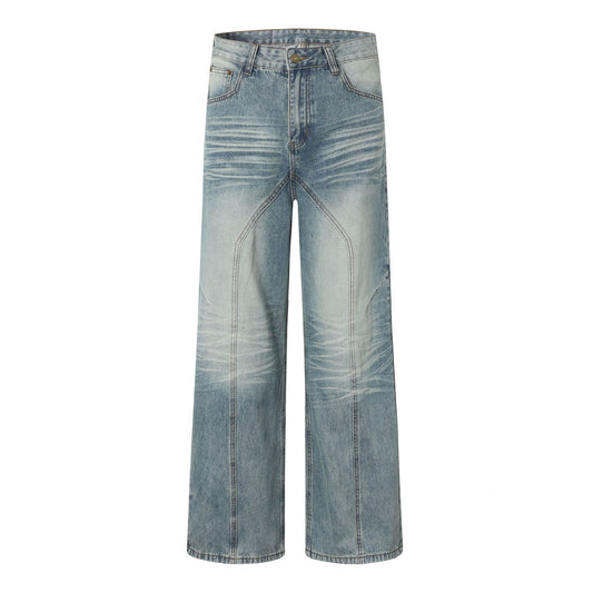 Washed Heavyweight Wide-Leg Straight Denim Jeans WN14028