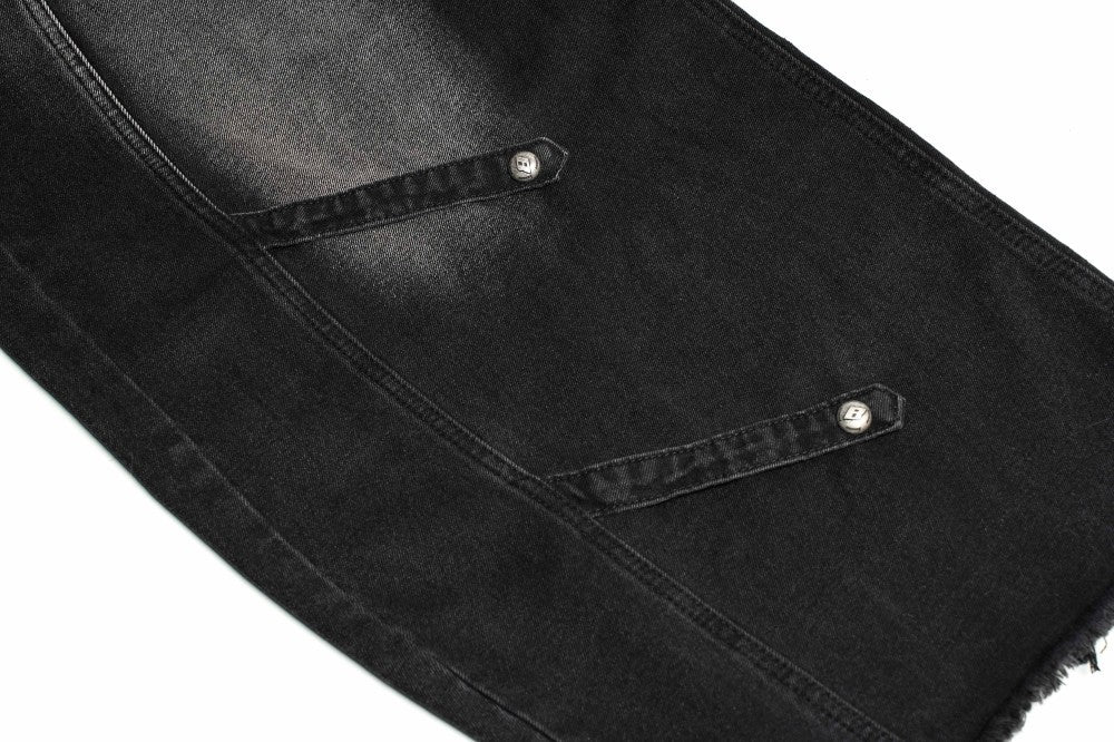 Gradient Deconstruction Raw-Hem Wide Leg Denim Jeans WN27918