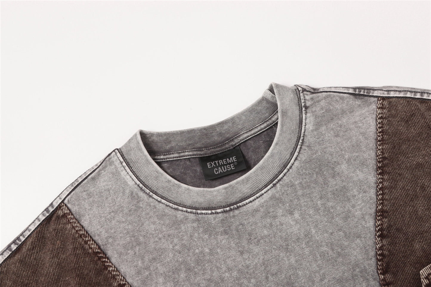 Washed Patchwork Utility Pocket Short Sleeve T-Shirt WN26906
