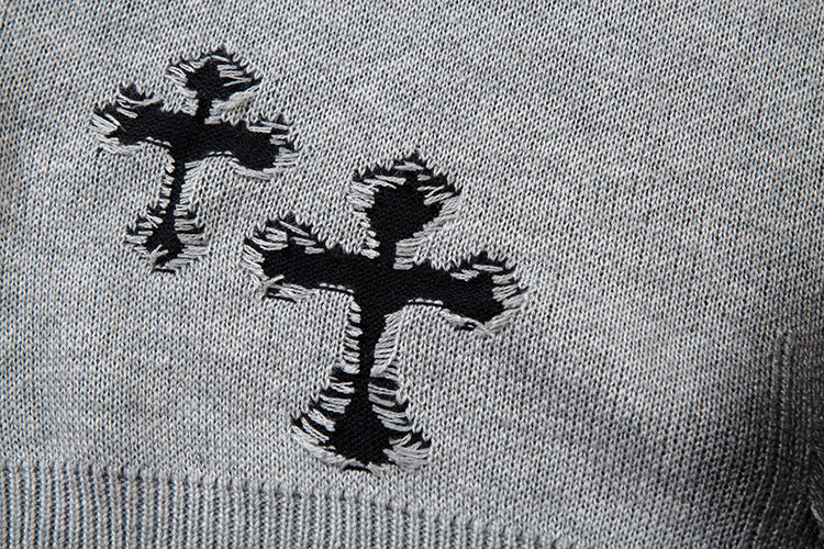 Spray Paint Cross Hole Kint Sweater WN11259