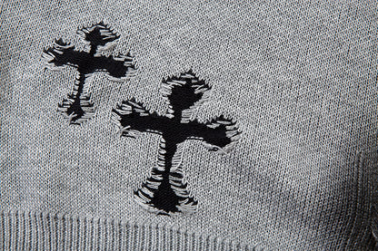 Spray Paint Cross Hole Kint Sweater WN11259