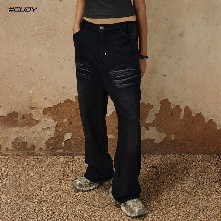 Washed Wide-Leg Denim Jeans WN12481