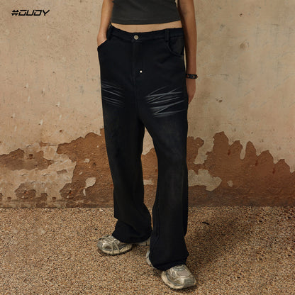 Washed Wide-Leg Denim Jeans WN12481