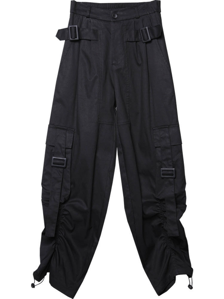 Functional Adjustable Cuffed Wide Leg Cargo Pants WN22521