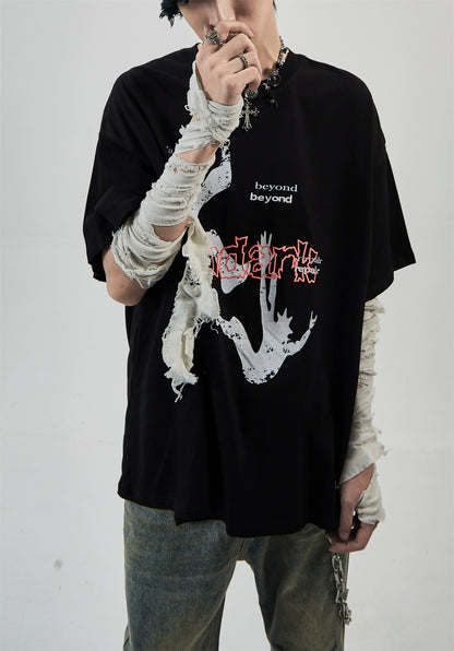 Graffiti Print Short Sleeve Oversize T-Shirt WN6317