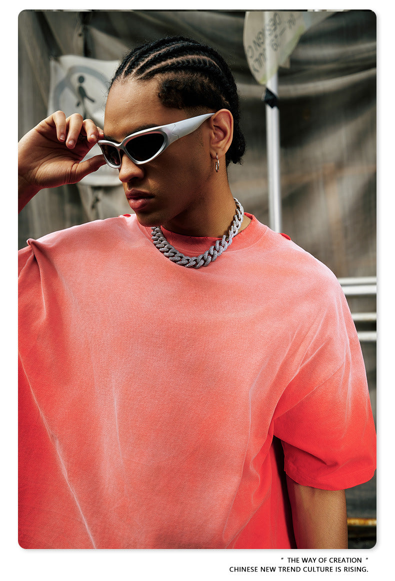 Washed Gradient Oversize Short Sleeve T-Shirt WN6070