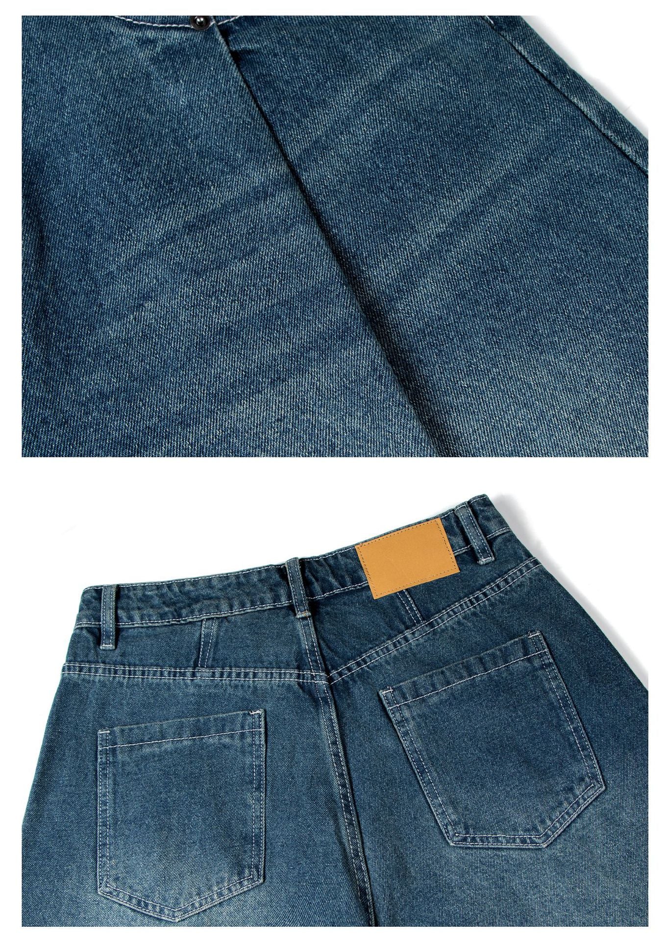 Washed Whisker Wide Leg Denim Jeans WN26186