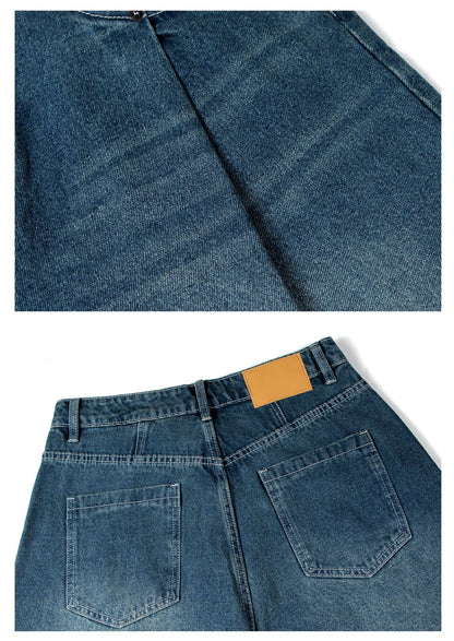 Washed Whisker Wide Leg Denim Jeans WN26186