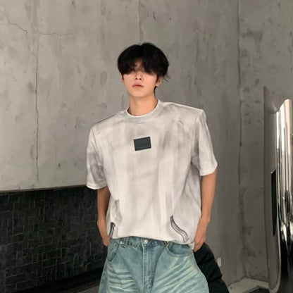 Deconstructed Metal Zipper Design Short Sleeve T-Shirt WN19780