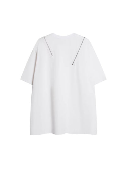 Heavyweight Zipper Metal Logo Oversize Short Sleeve T-Shirt WN27890
