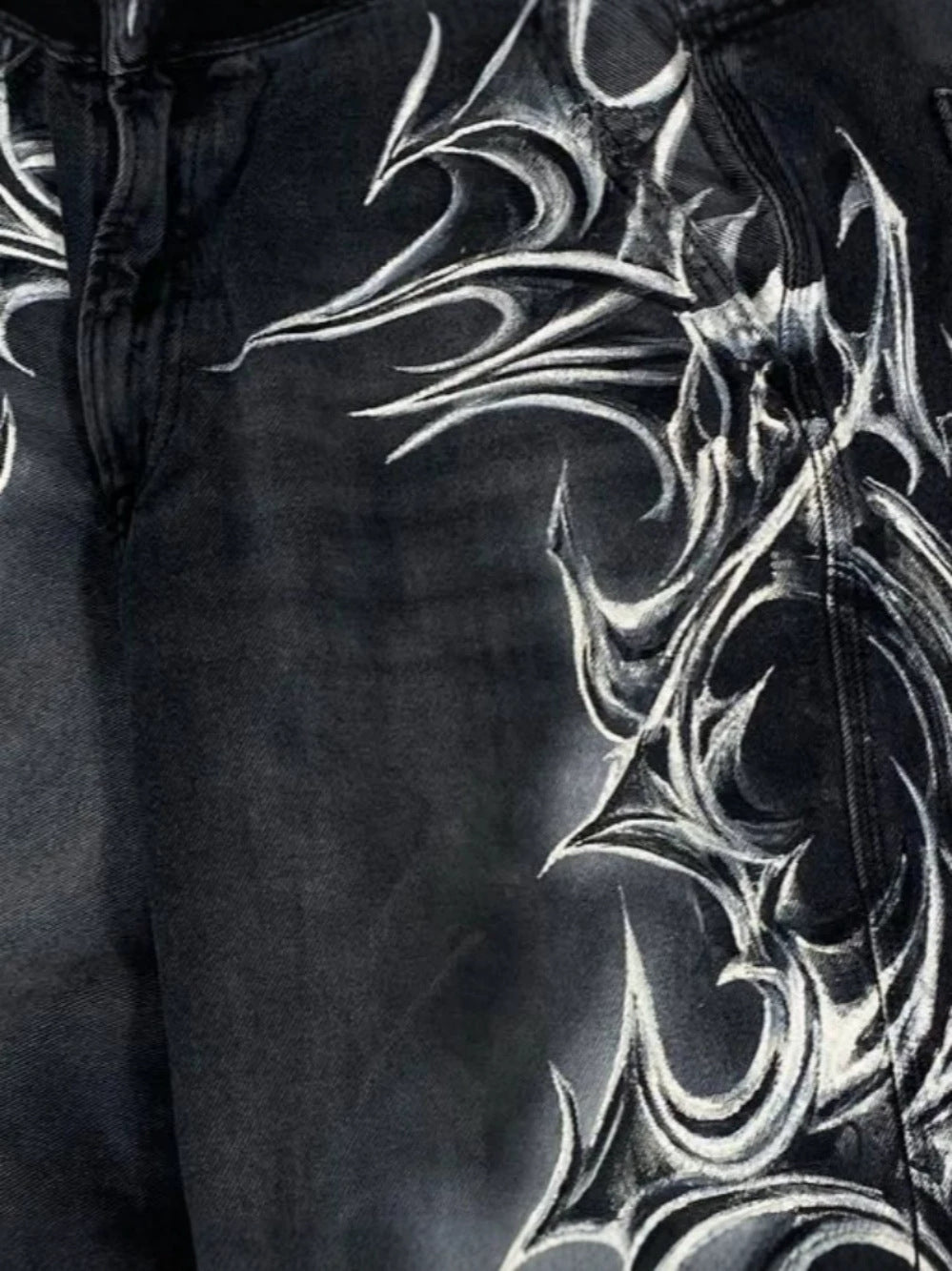 Thorn Print Washed Wide Leg Half Pants WN27883