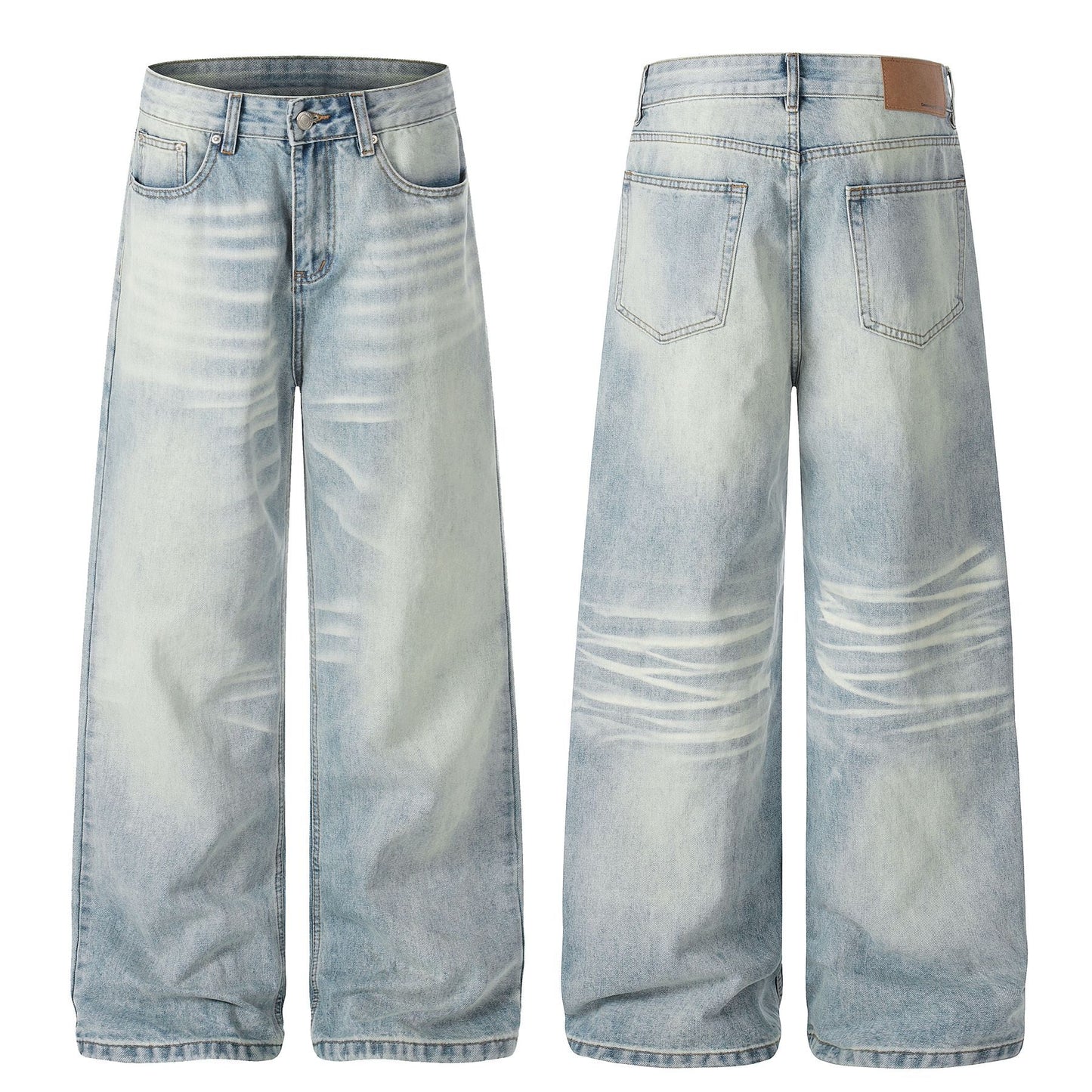 Washed Whisker Wide Leg Denim Jeans WN26092