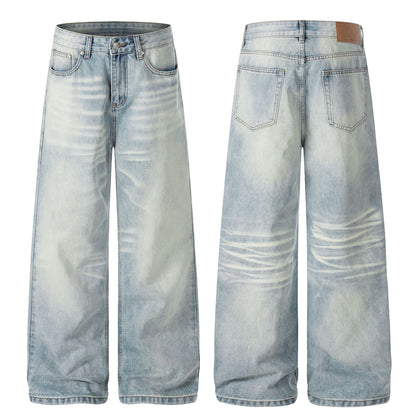 Washed Whisker Wide Leg Denim Jeans WN26092