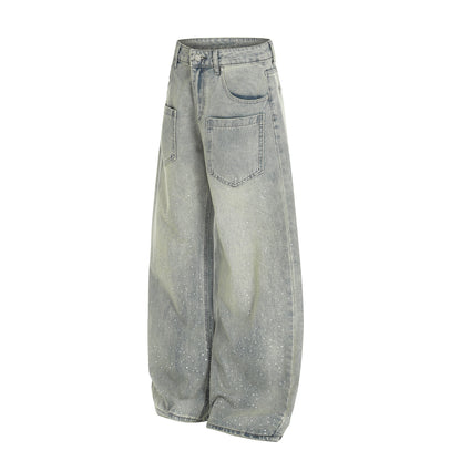 Washed Paint Pocket Wide Leg Denim Jeans WN25792