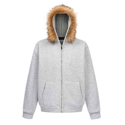 Fake Fur Fleece Lining Zipper Hoodie WN11114