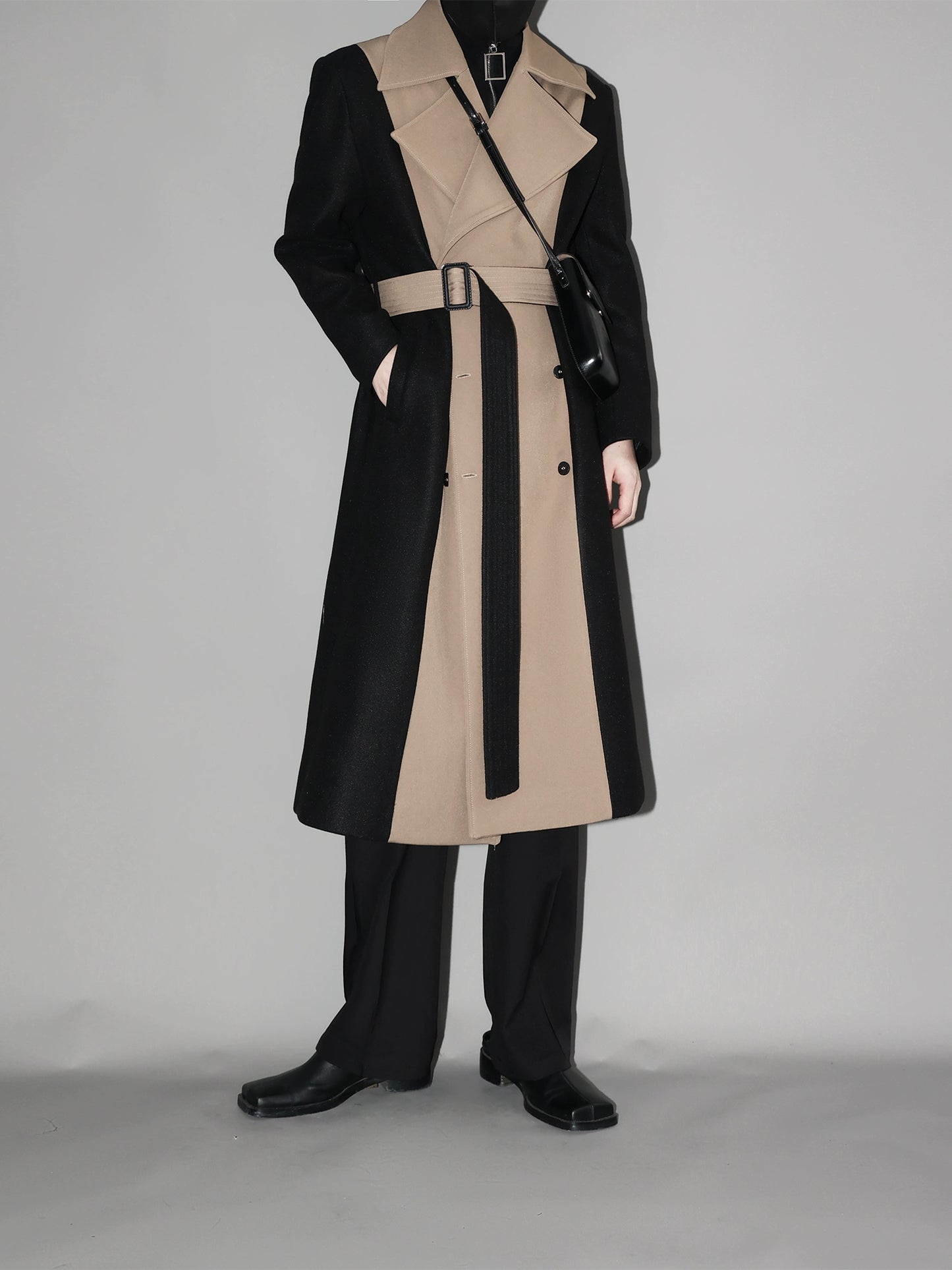 Bicolor Double-Breasted Trench Coat WN11849