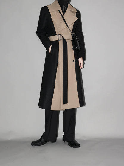 Bicolor Double-Breasted Trench Coat WN11849